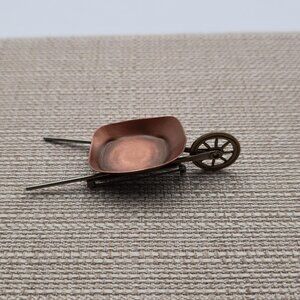 Copper And Tin Wheelbarrow Pin Brooch B495